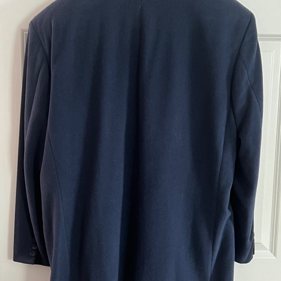 VINTAGE HUGO BOSS WOOL SPORTS COAT 46L 2-BUTTON BLUE VENTLESS NOTCH COLLAR USA - Picture 2 of 10